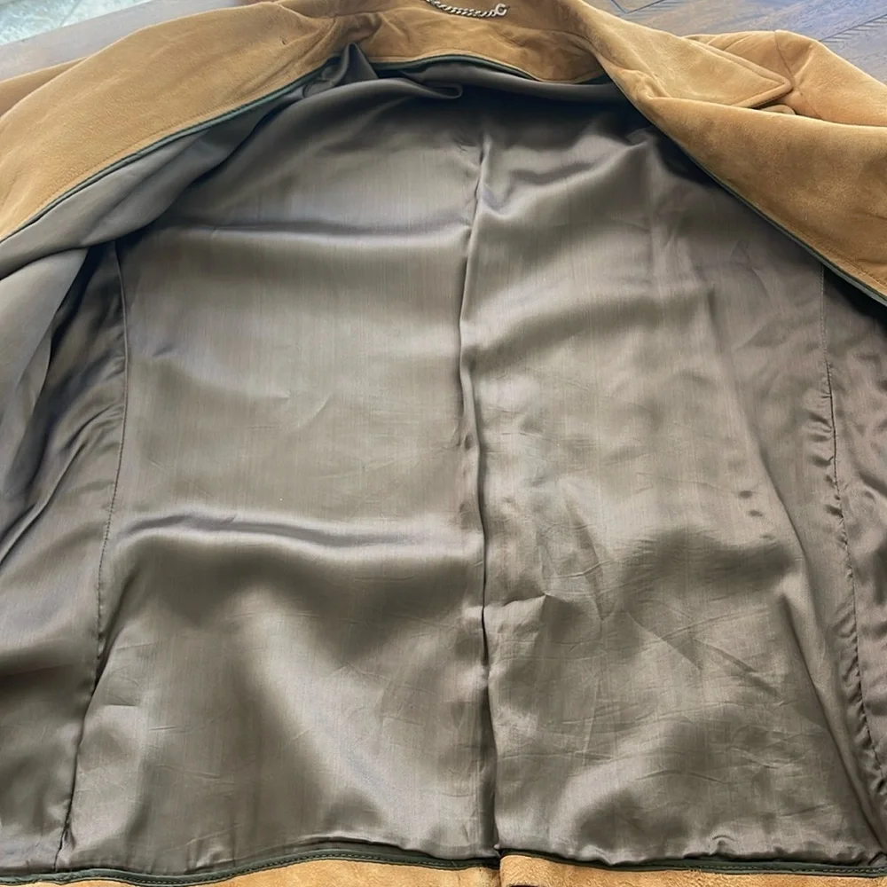 Vtg Windbreaker Van Heusen Heavy Soft Leather Jacket Vest Camel tan 48 J Keisman